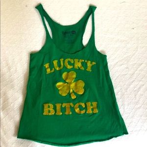 ⭐️ Lucky B*tch 3 Leaf Clover Muscle Racerback Tank